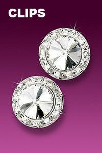 Rivoli Crystal Earrings Dance Cheer Competition 17mm Clip Dance