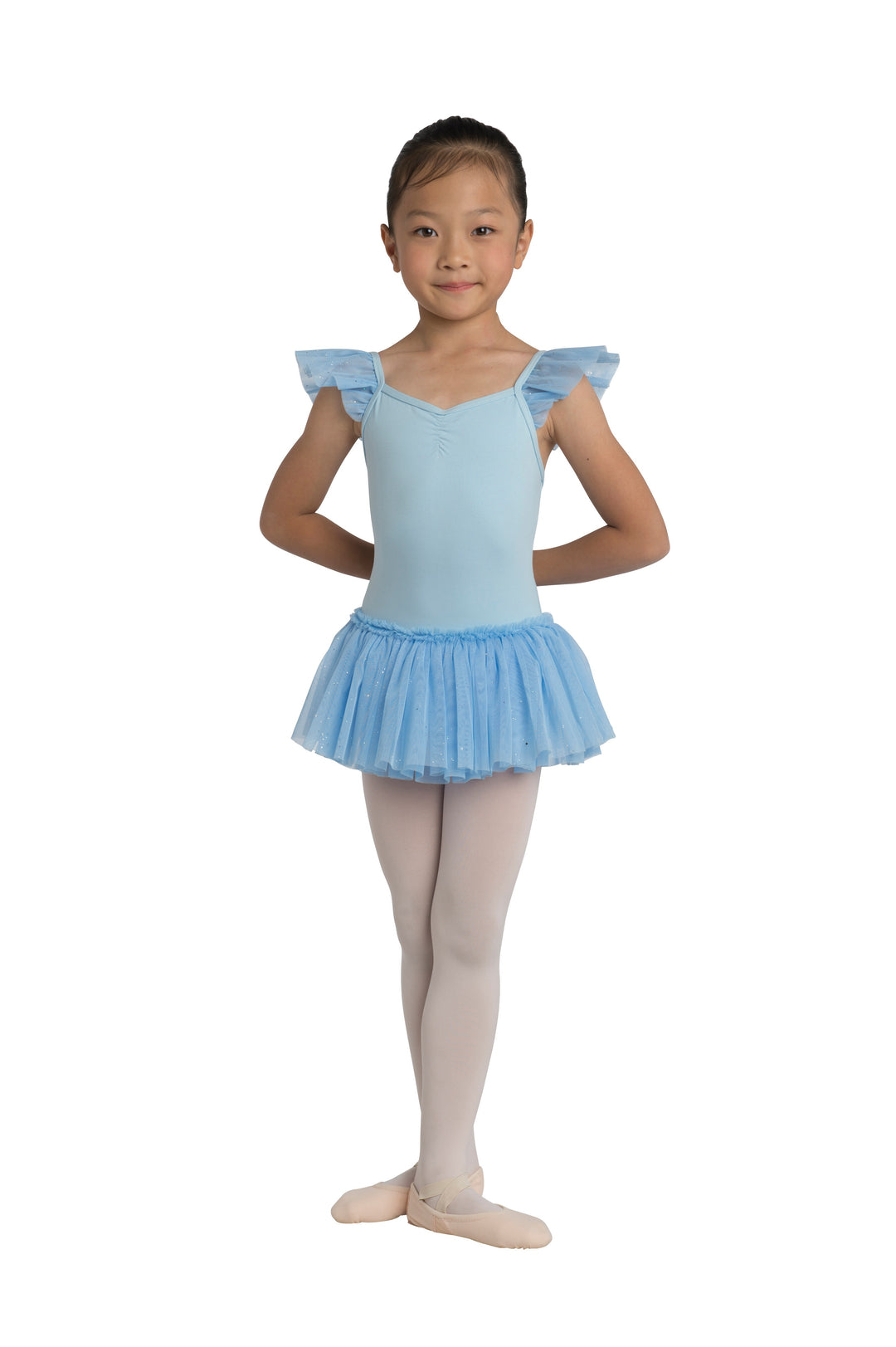DanzNMotion Child Flutter Sleeve Dress w/ Glitter Skirt