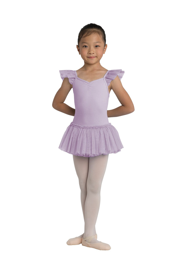 DanzNMotion Child Flutter Sleeve Dress w/ Glitter Skirt