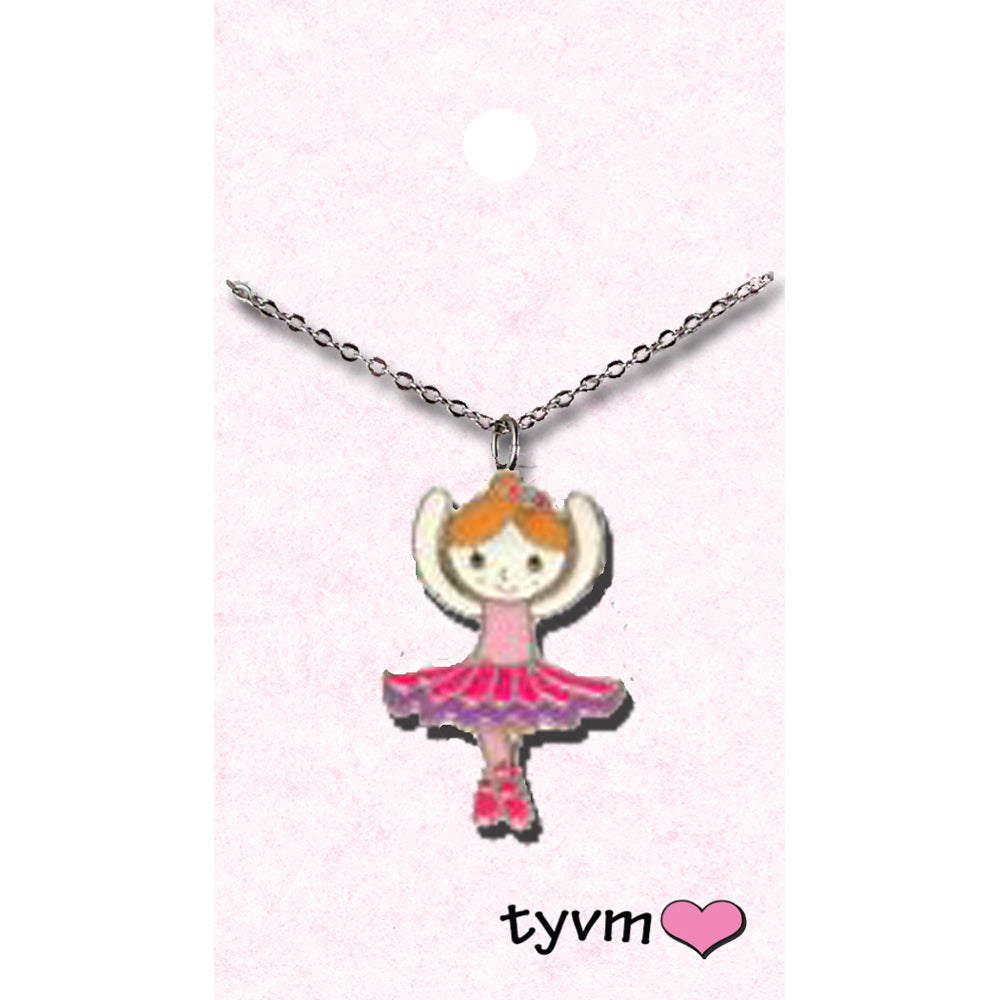 Colorful Ballerina Charm Necklace