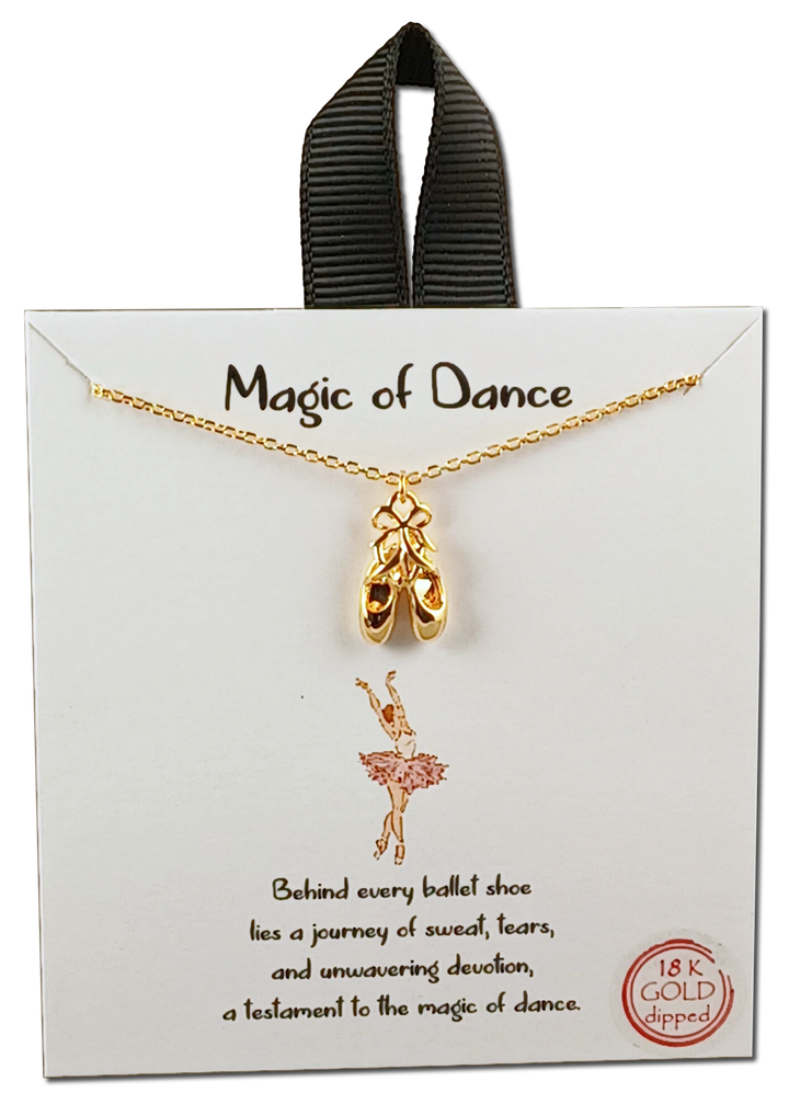 Message Card Ballet Shoes Necklace Gold
