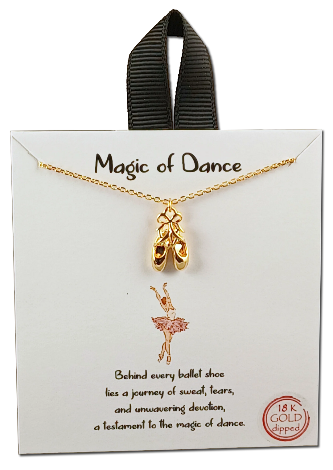 Message Card Ballet Shoes Necklace Gold