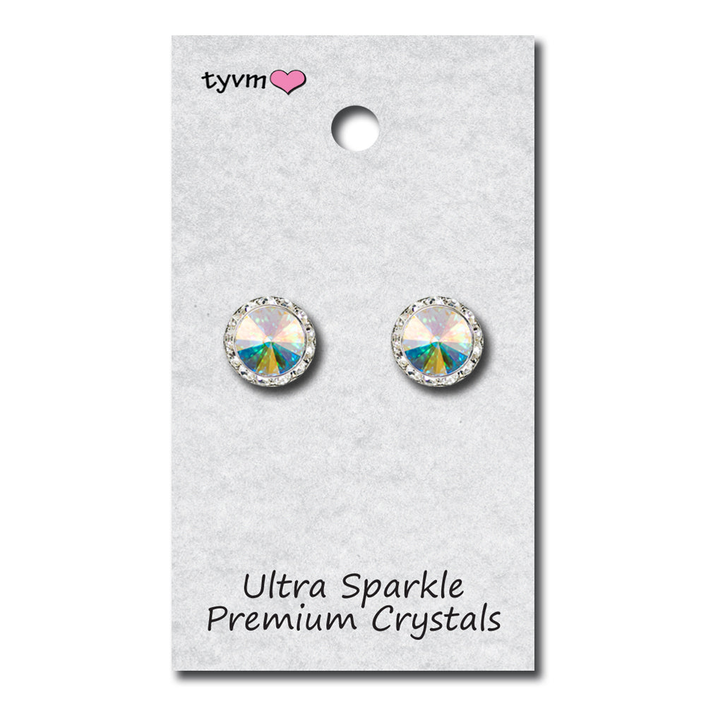 13mm Center Stone Clear Post Earrings