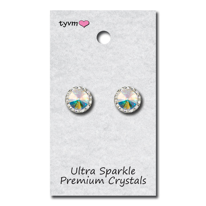 13mm Center Stone Clear Post Earrings