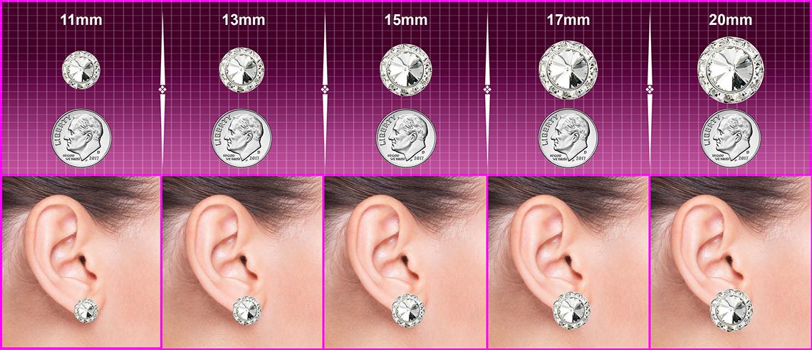 Rhinestone Earrings 11mm Pierced