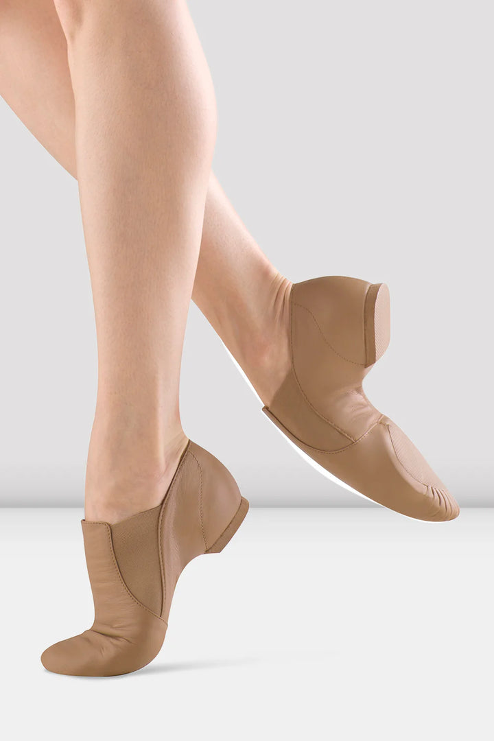 Bloch Ladies Tan Leather Elasta Jazz Booties