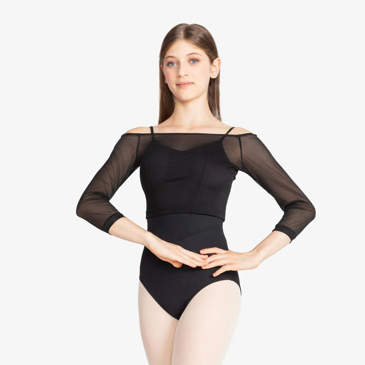 Só Dança Anala Sheer Long Sleeve Crop Top