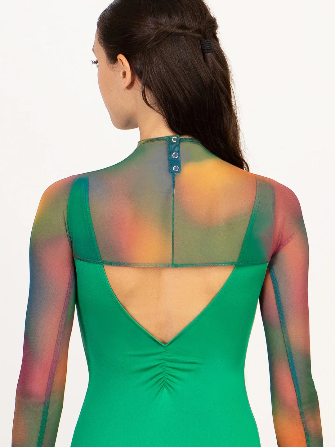 Suffolk Adult Green Tank Leotard with Mock Neck Shrug Top