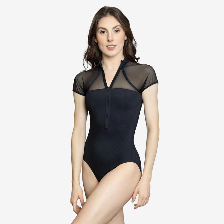 So Danca Adult Short Sleeve Zip Front Leotard