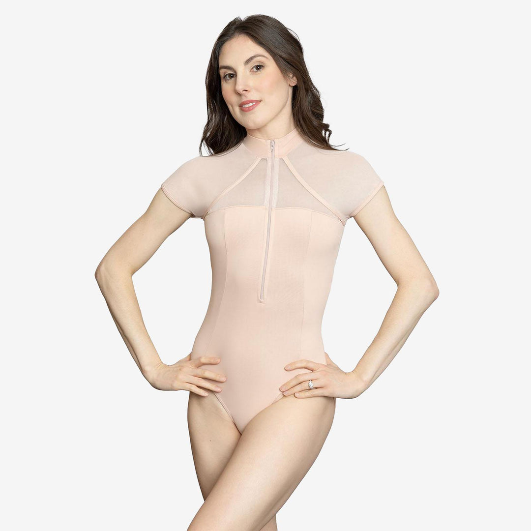 So Danca Adult Short Sleeve Zip Front Leotard