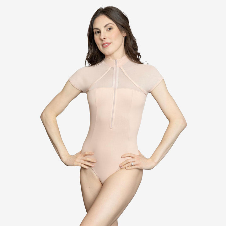 So Danca Adult Short Sleeve Zip Front Leotard
