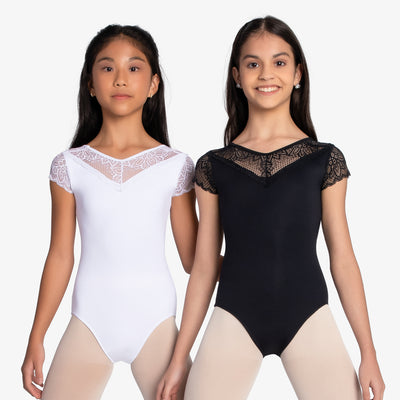 So Danca Child cap sleeve leotard with lace trim