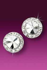 Rhinestone Earrings 15mm Pierced