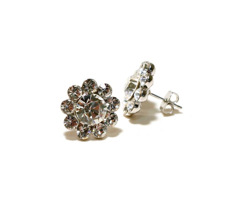 Flower Crystal Child Pierced Earrings 15mm - Dance Gear Etc.