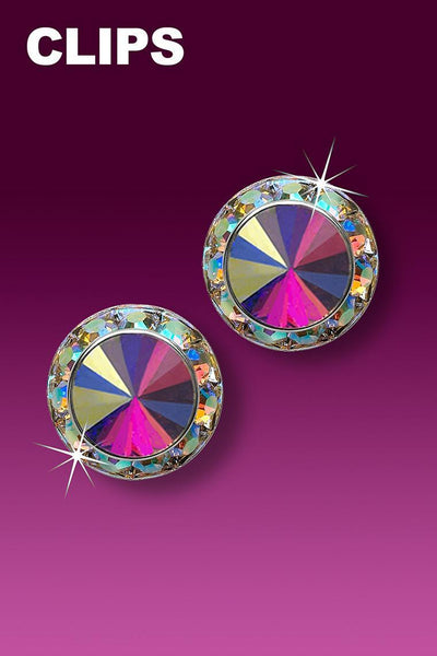 Rhinestone Earrings 13mm Clip - Dance Gear Etc.