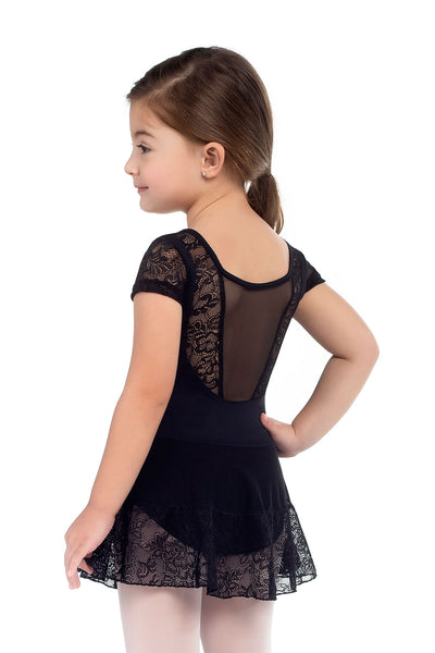 Só Dança Child Lace Capsleeve Leotard with Attached Skirt