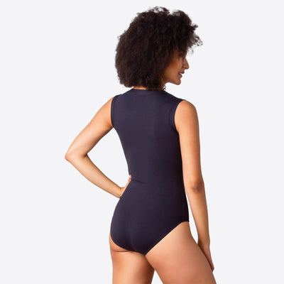 So Danca Adult+ Yvette Black Mock Wrap Front Tank Leotard